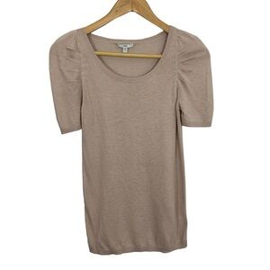 Gap Lightweight Knit Sweater Womens S Pale Pink Beige Shirt Short Sleeve VGUC